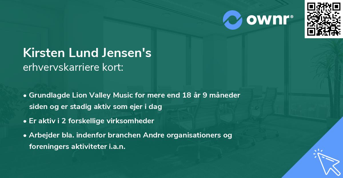 Kirsten Lund Jensen's erhvervskarriere kort