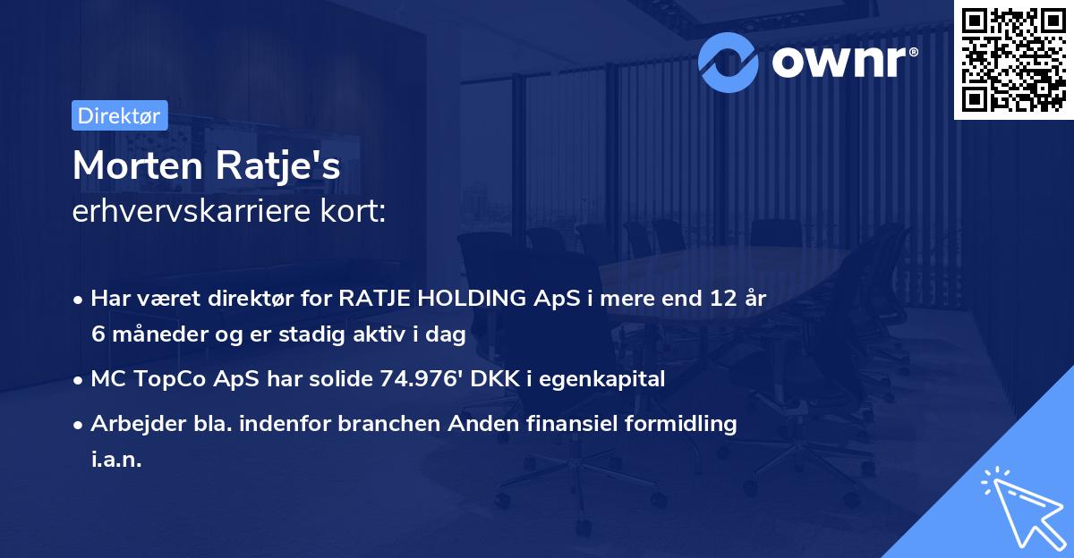 Morten Ratje's erhvervskarriere kort