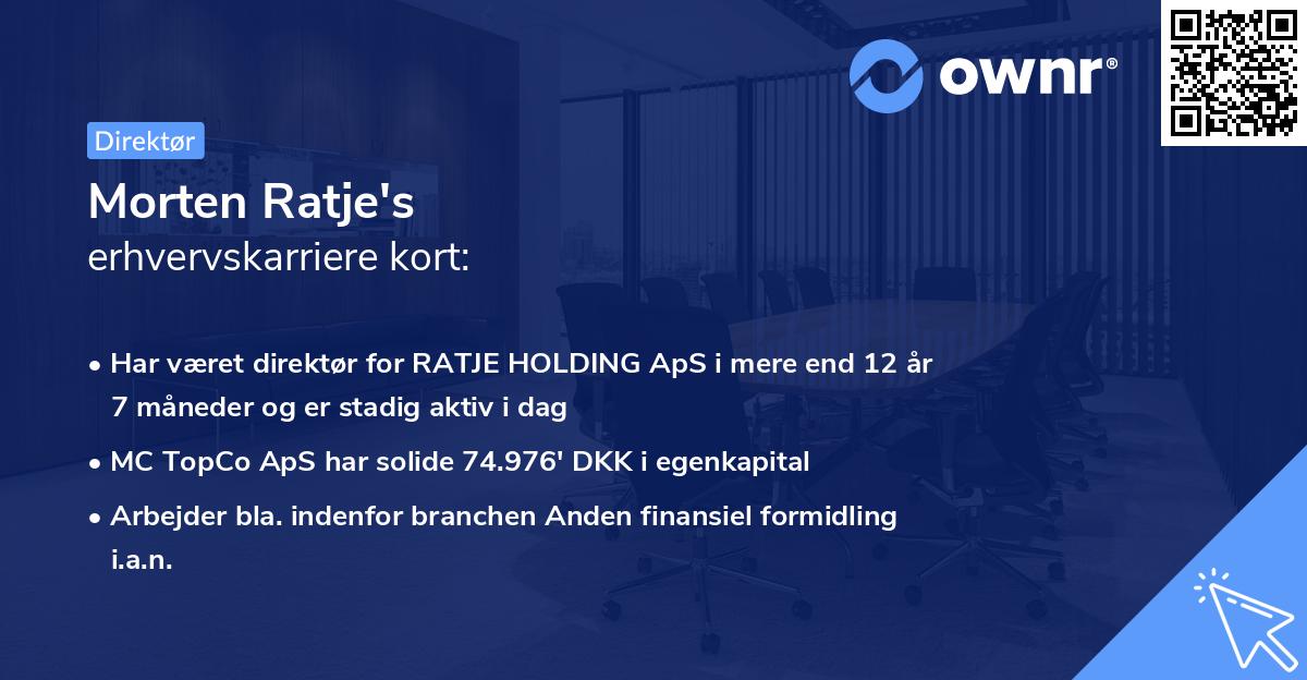 Morten Ratje's erhvervskarriere kort