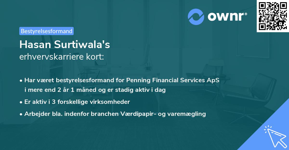 Hasan Surtiwala's erhvervskarriere kort