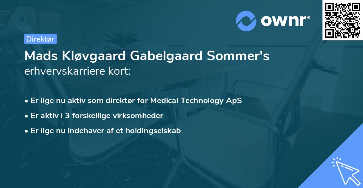 Mads Kløvgaard Gabelgaard Sommer's erhvervskarriere kort