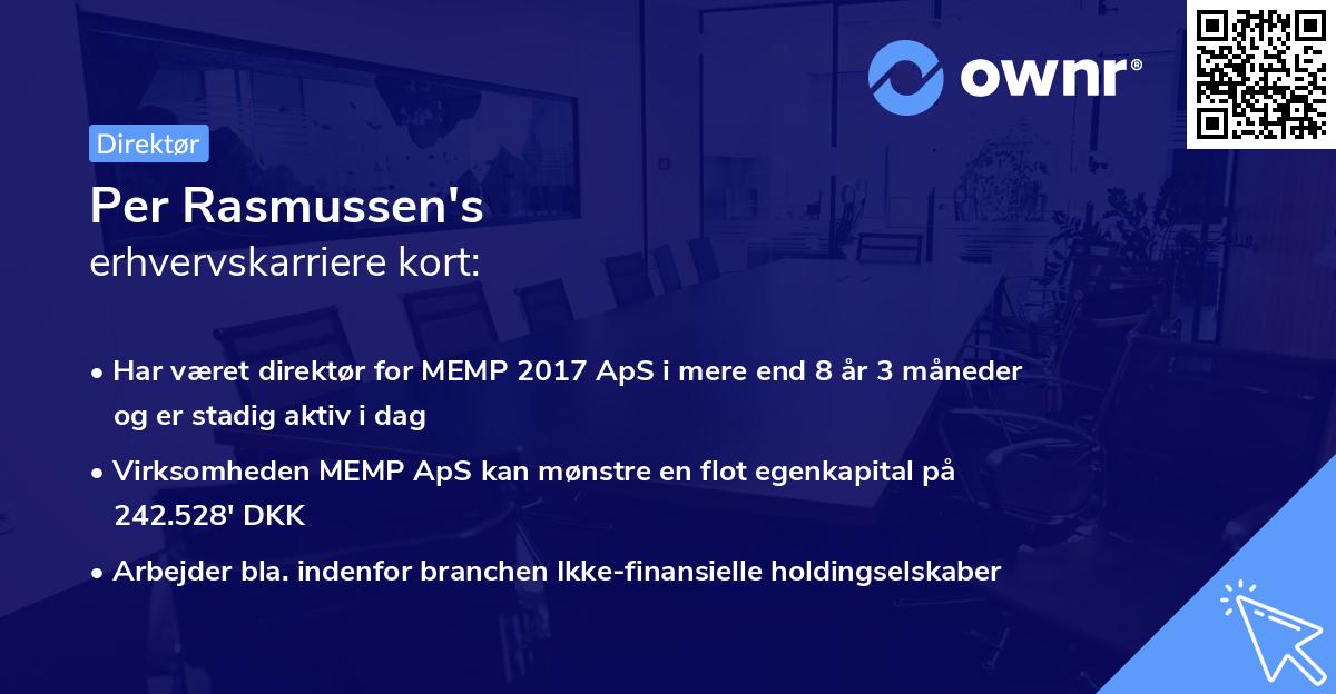 Per Rasmussen's erhvervskarriere kort