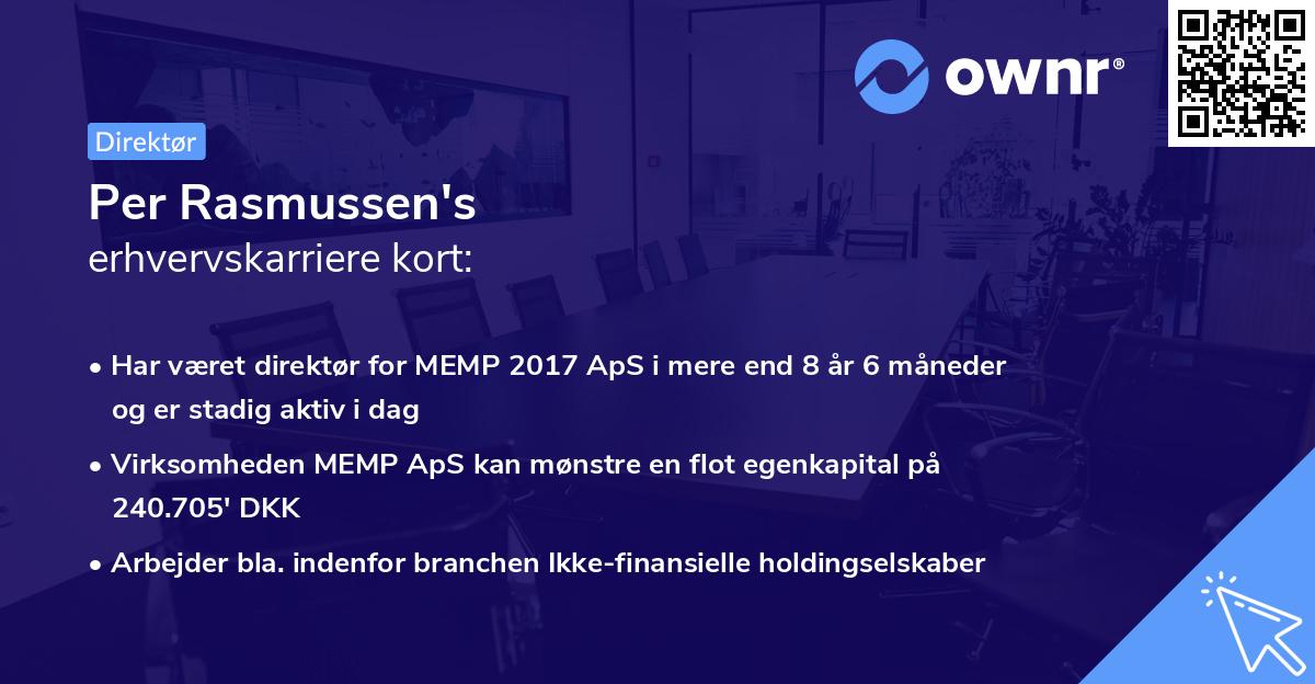 Per Rasmussen's erhvervskarriere kort