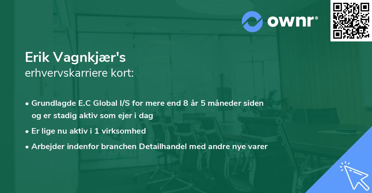 Erik Vagnkjær's erhvervskarriere kort