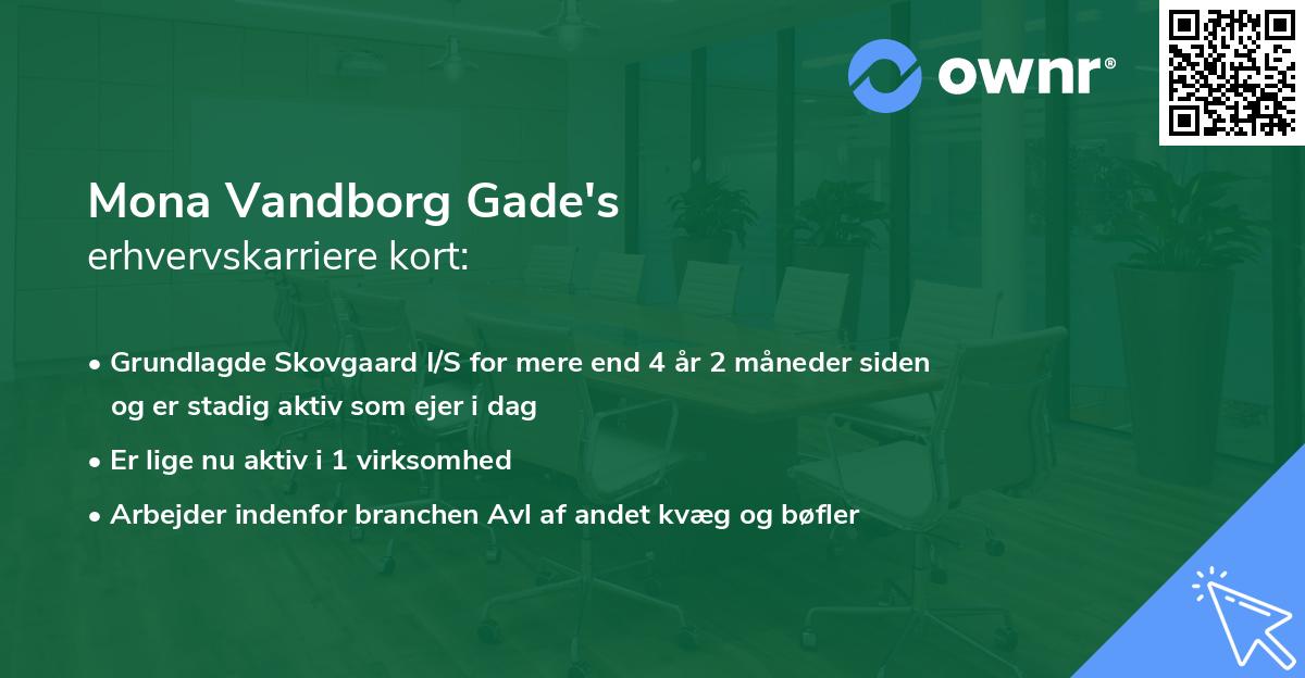 Mona Vandborg Gade's erhvervskarriere kort