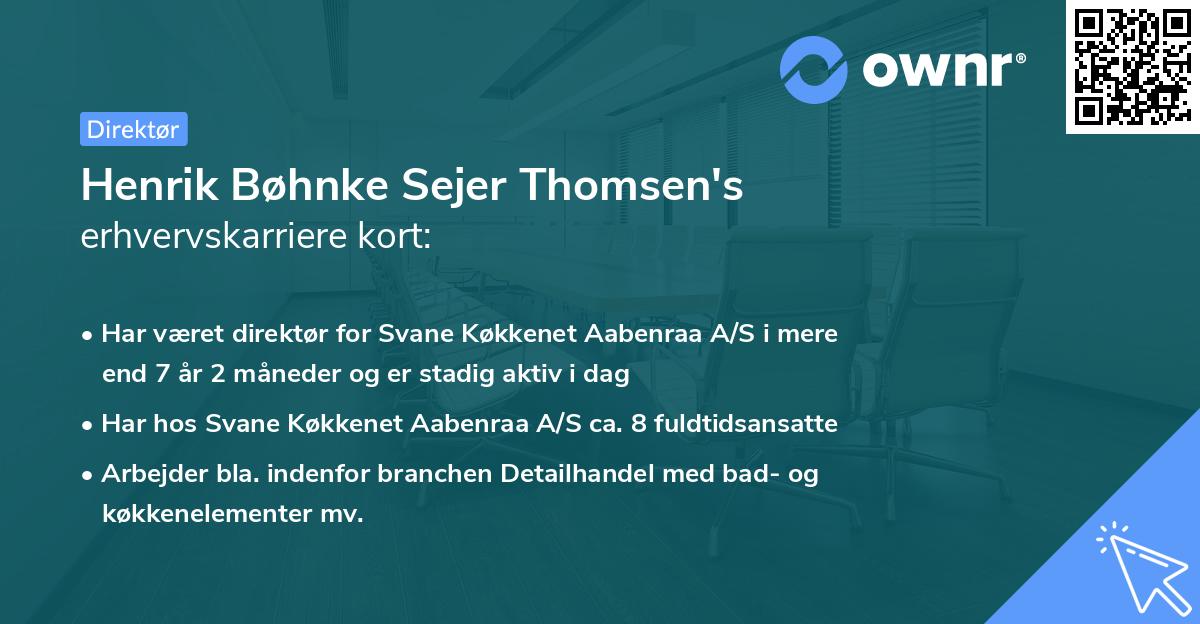 Henrik Bøhnke Sejer Thomsen's erhvervskarriere kort