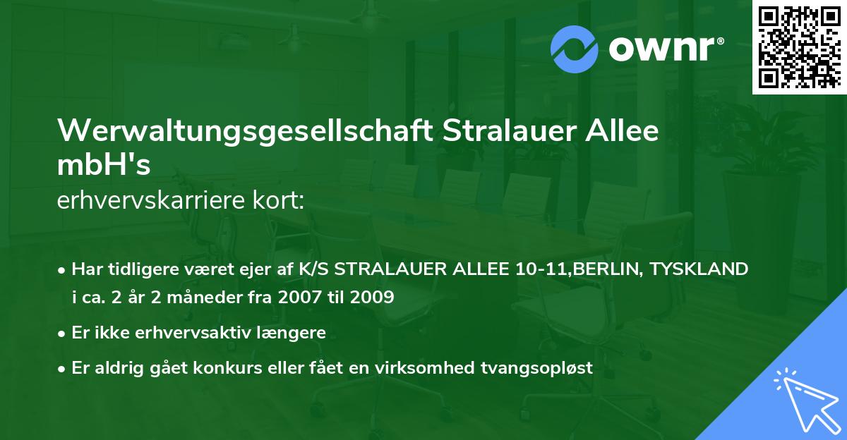 Werwaltungsgesellschaft Stralauer Allee mbH's erhvervskarriere kort