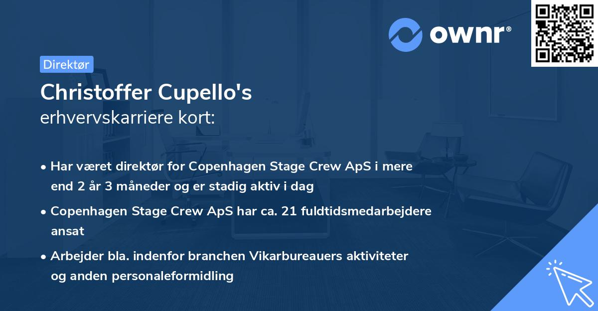 Christoffer Cupello's erhvervskarriere kort