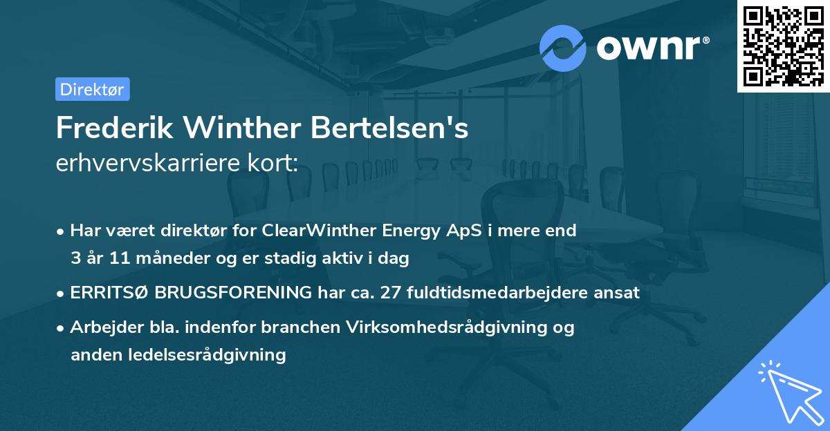 Frederik Winther Bertelsen's erhvervskarriere kort