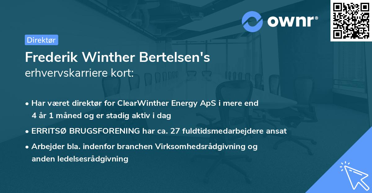 Frederik Winther Bertelsen's erhvervskarriere kort