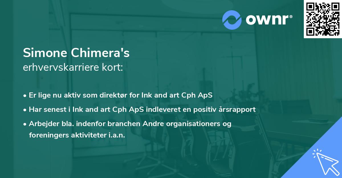 Simone Chimera's erhvervskarriere kort