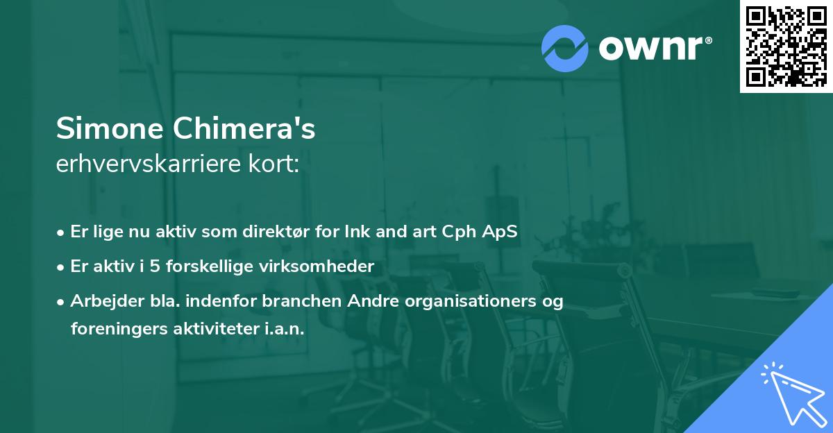 Simone Chimera's erhvervskarriere kort