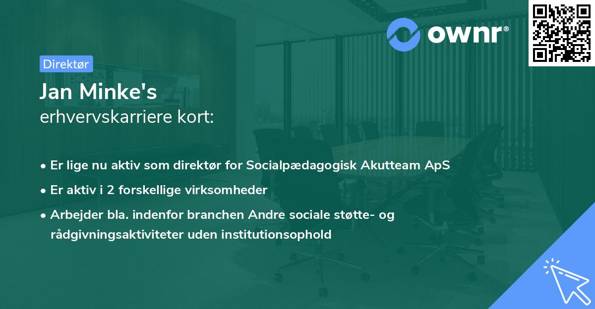 Jan Minke's erhvervskarriere kort