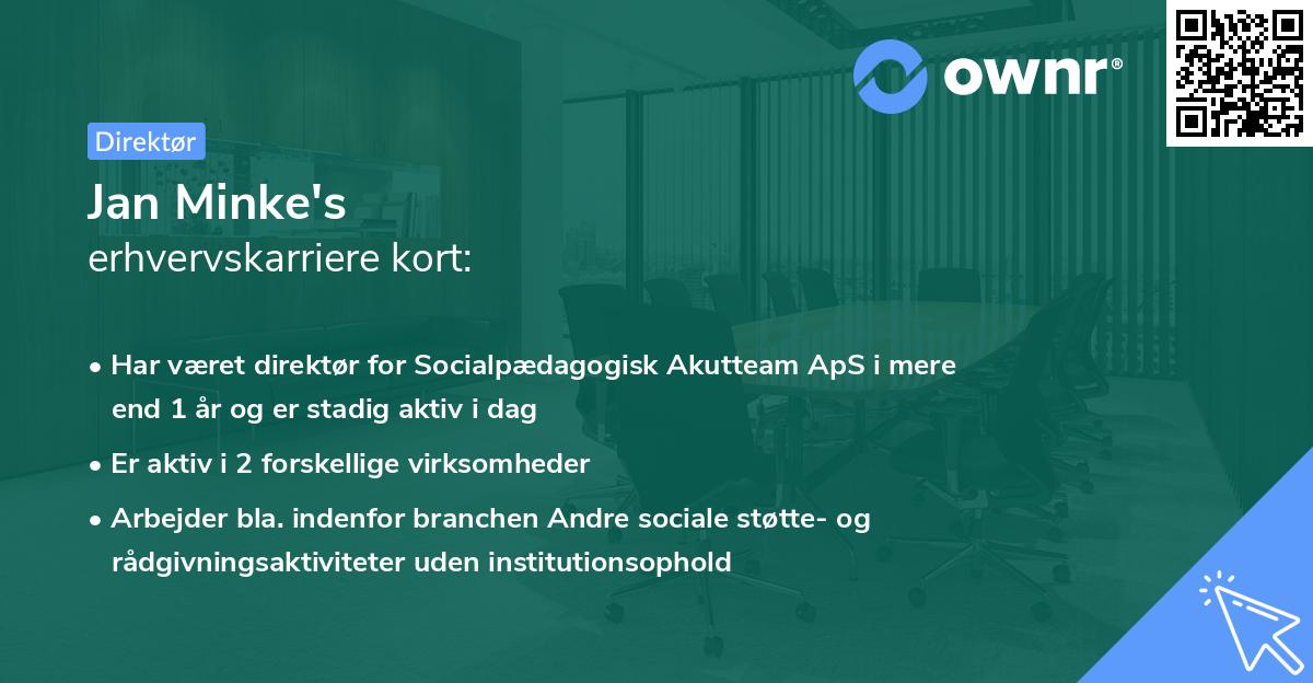 Jan Minke's erhvervskarriere kort