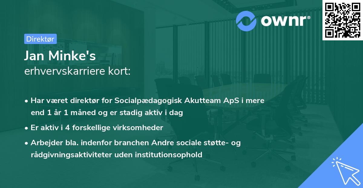 Jan Minke's erhvervskarriere kort