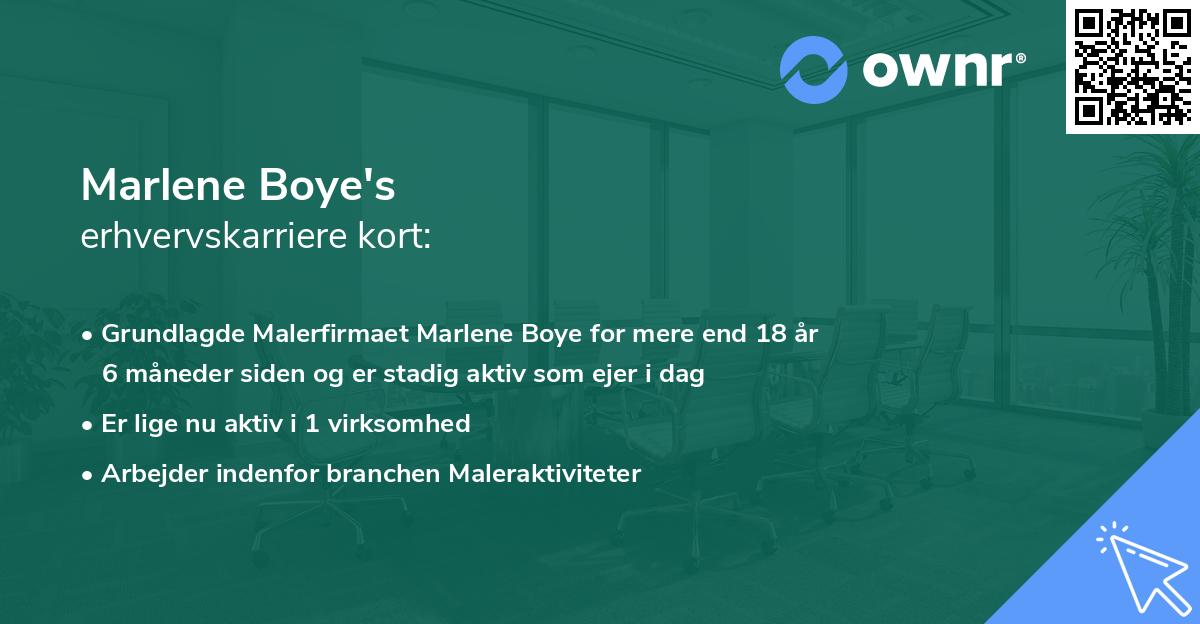 Marlene Boye's erhvervskarriere kort