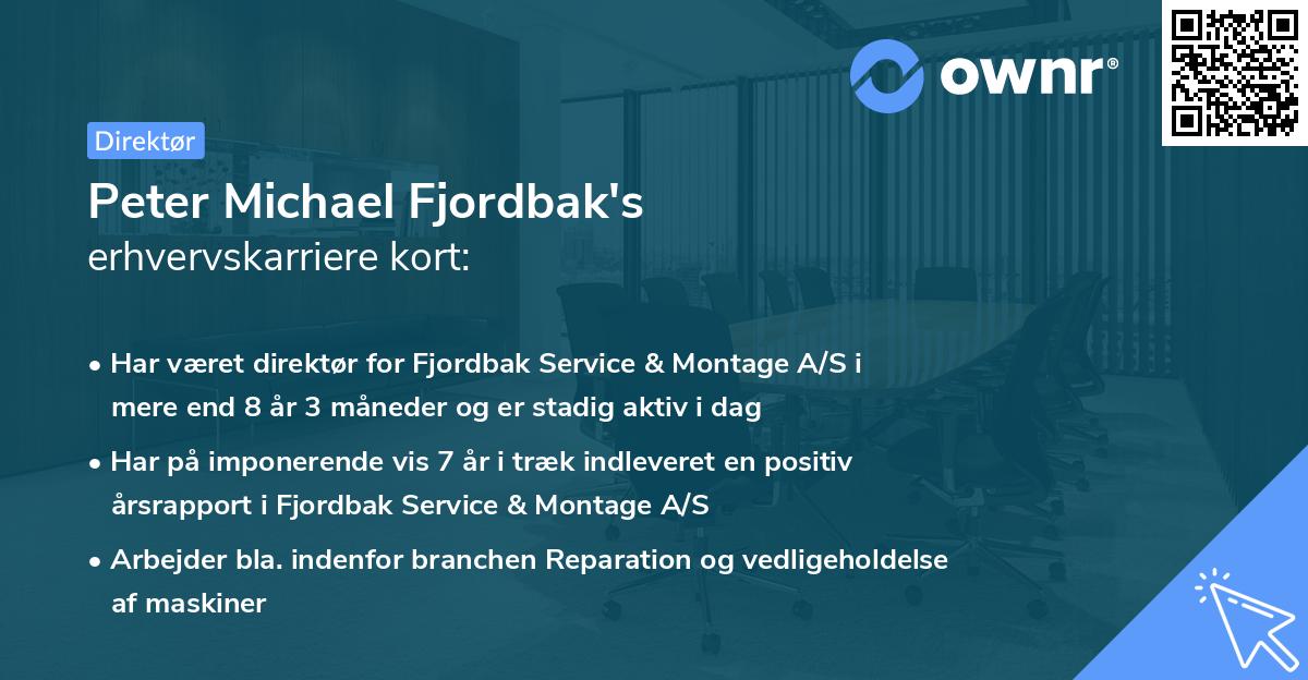 Peter Michael Fjordbak's erhvervskarriere kort