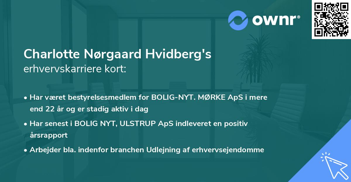 Charlotte Nørgaard Hvidberg's erhvervskarriere kort