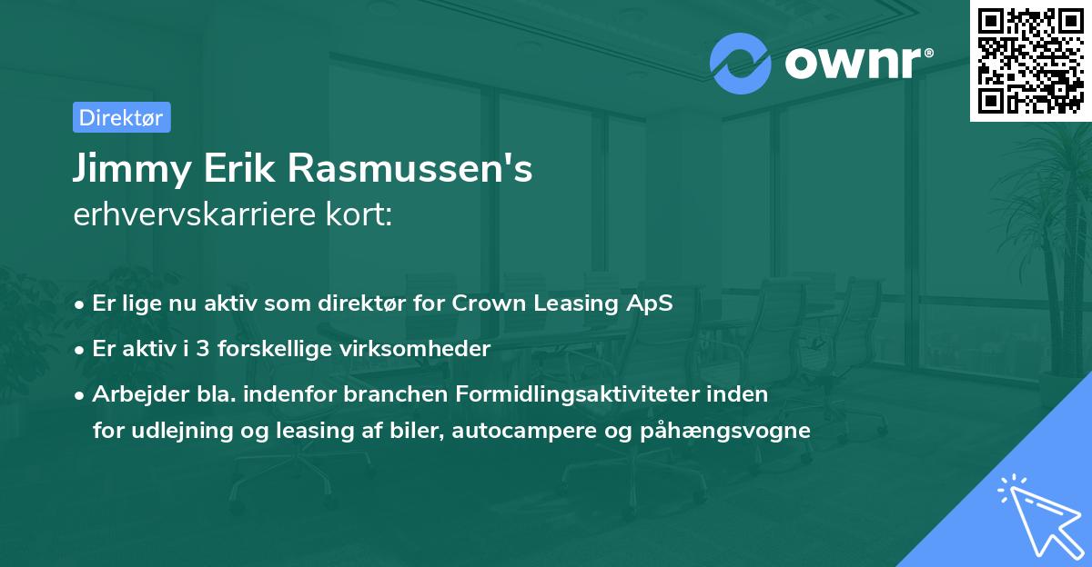 Jimmy Erik Rasmussen's erhvervskarriere kort