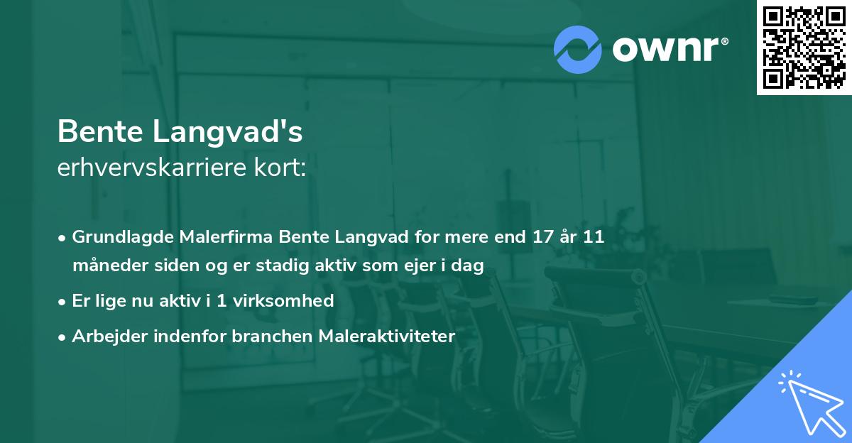Bente Langvad's erhvervskarriere kort