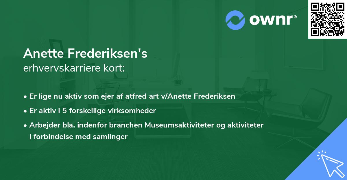 Anette Frederiksen's erhvervskarriere kort