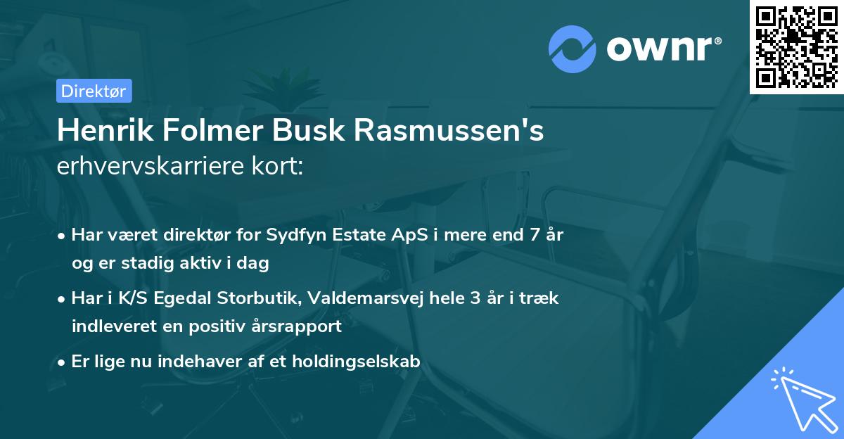 Henrik Folmer Busk Rasmussen's erhvervskarriere kort