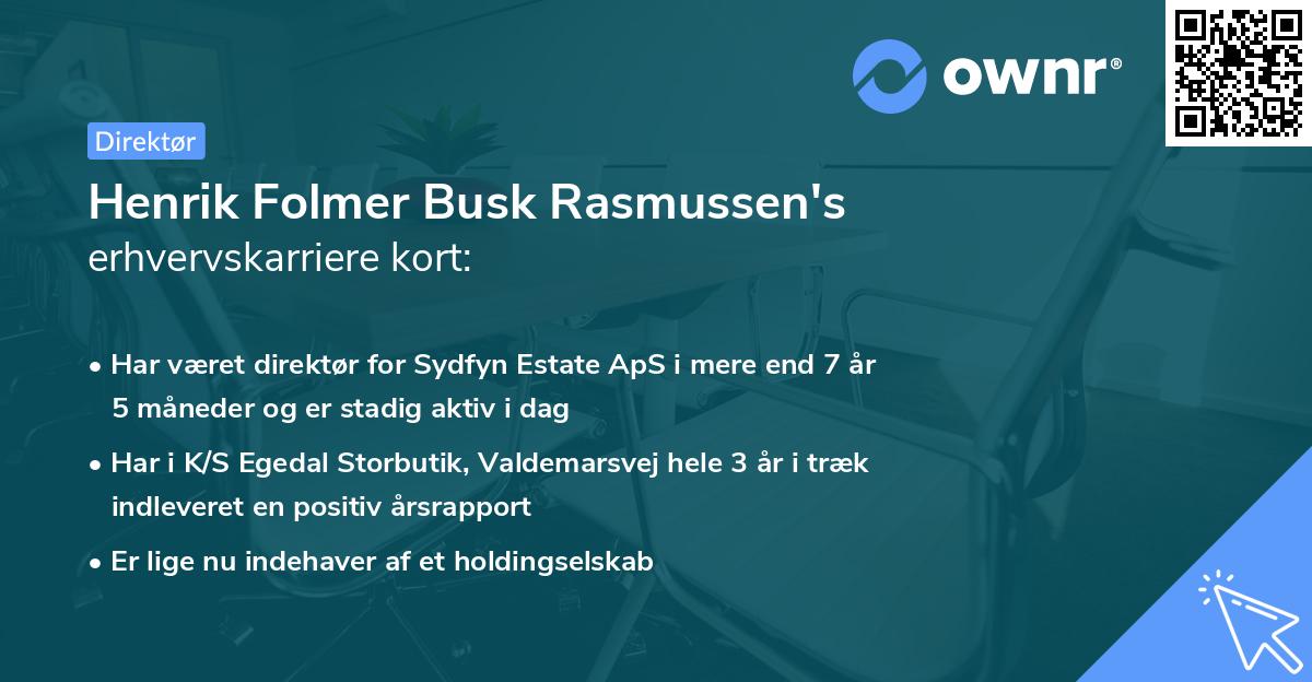 Henrik Folmer Busk Rasmussen's erhvervskarriere kort