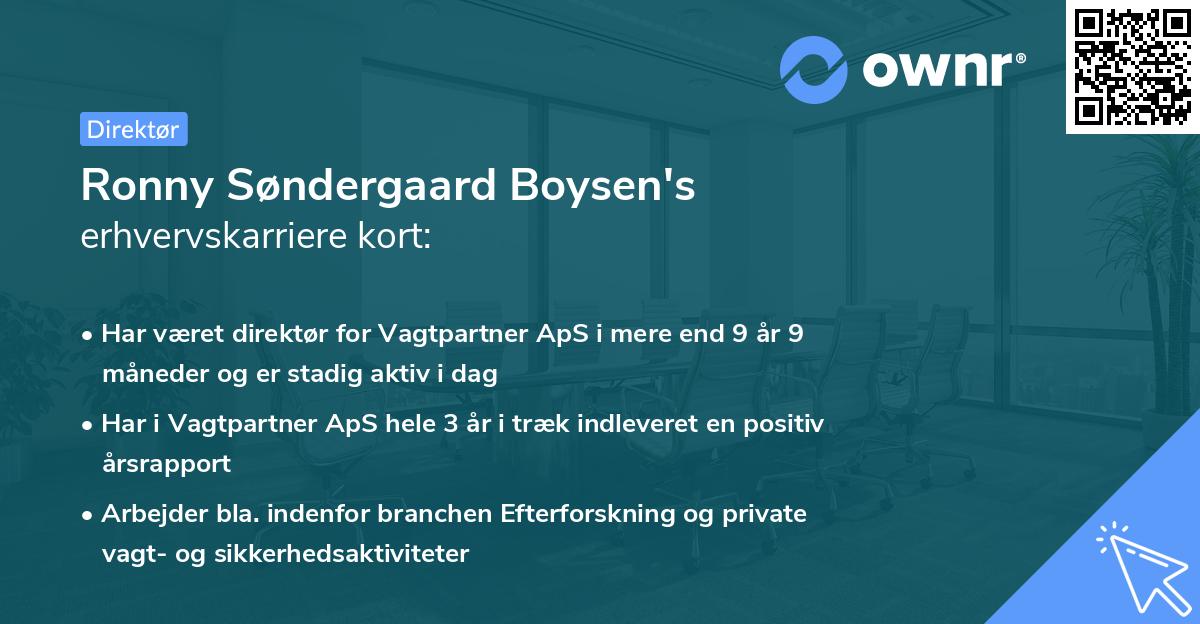Ronny Søndergaard Boysen's erhvervskarriere kort