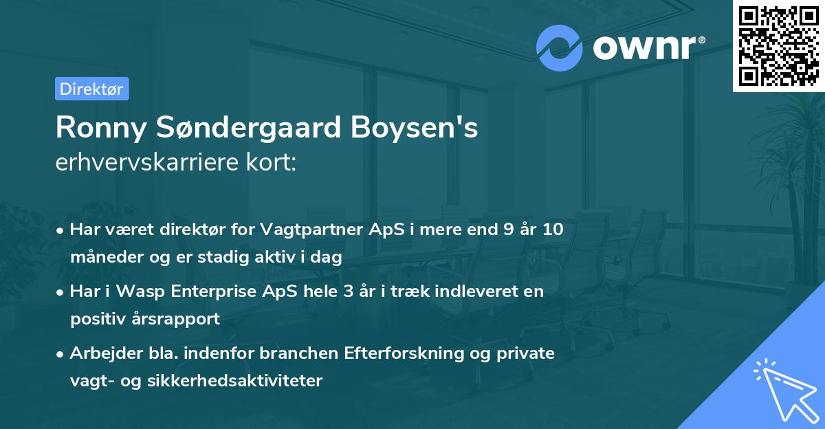 Ronny Søndergaard Boysen's erhvervskarriere kort