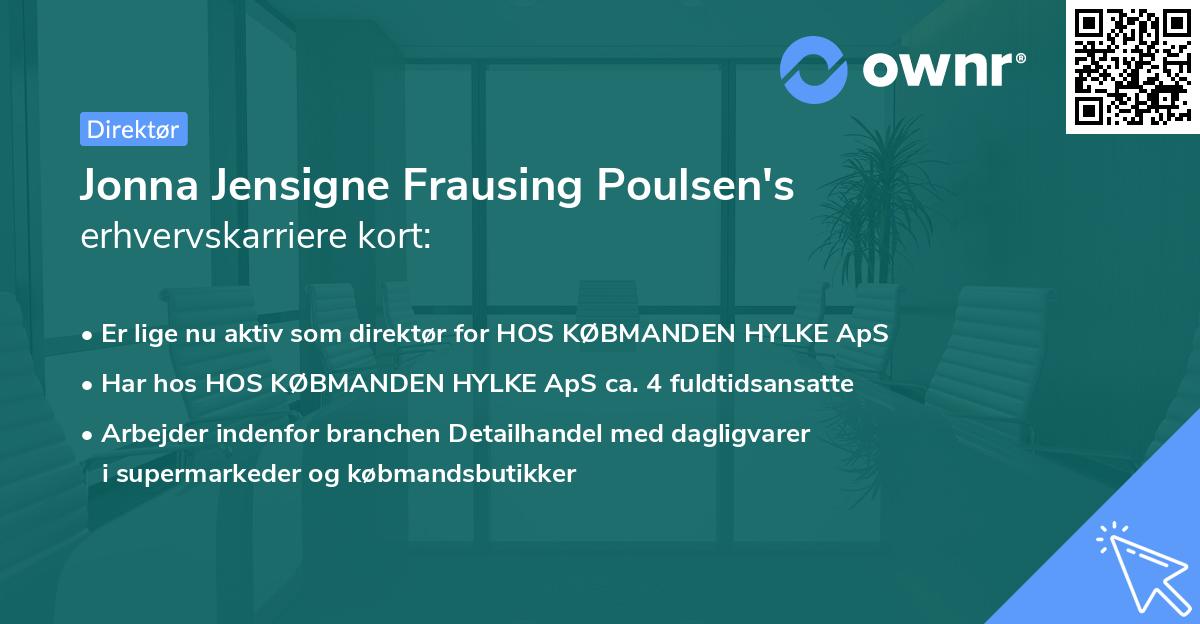 Jonna Jensigne Frausing Poulsen's erhvervskarriere kort