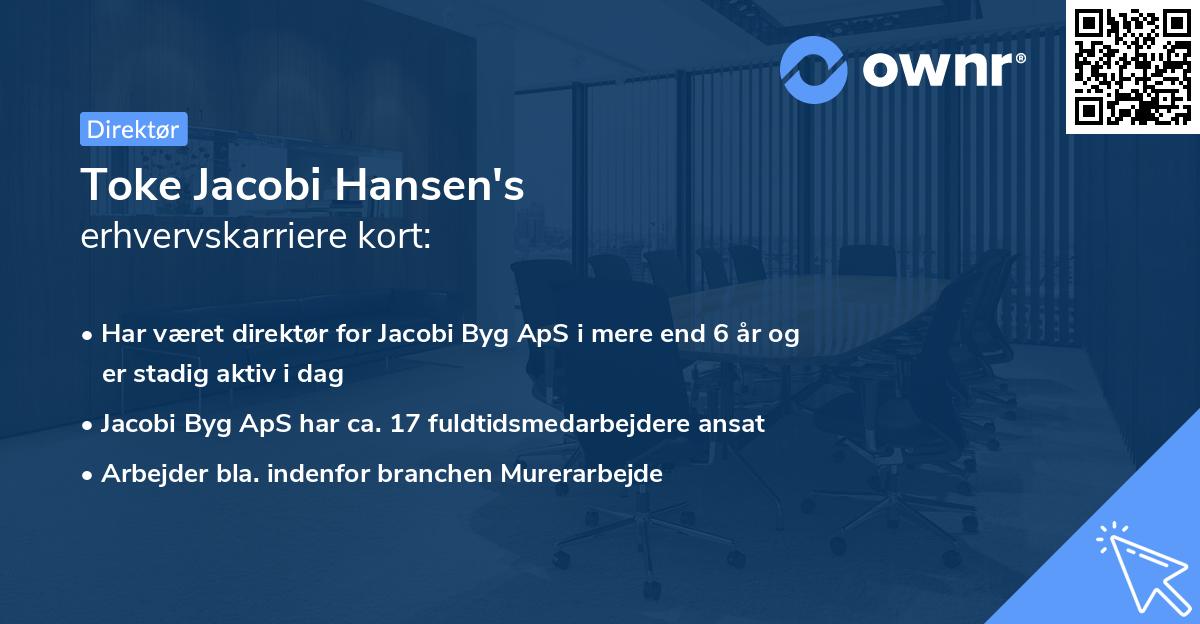 Toke Jacobi Hansen's erhvervskarriere kort