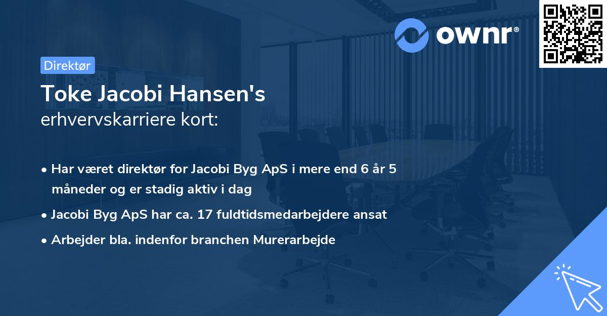 Toke Jacobi Hansen's erhvervskarriere kort