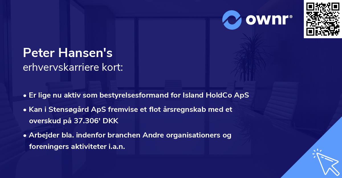 Peter Hansen's erhvervskarriere kort