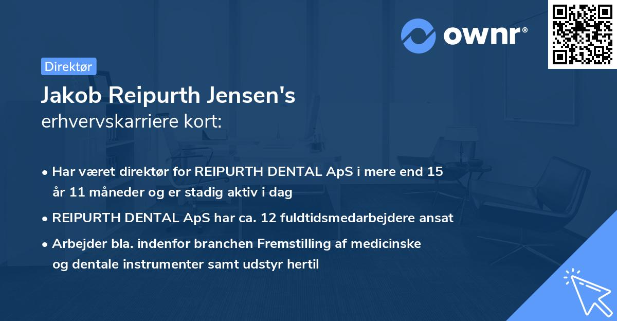 Jakob Reipurth Jensen's erhvervskarriere kort