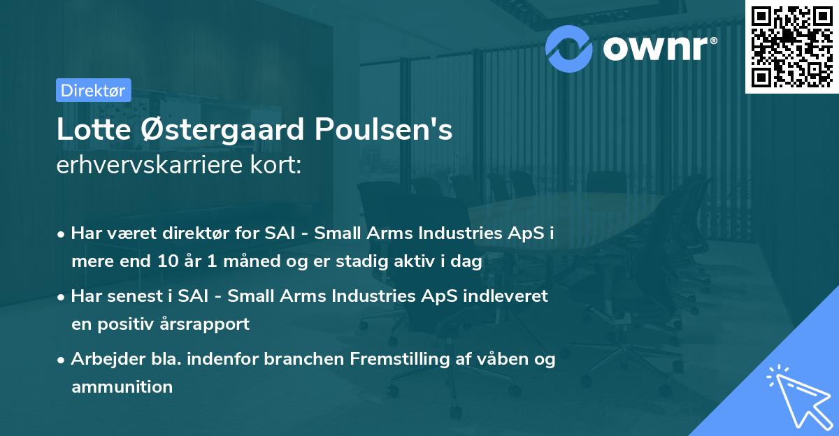 Lotte Østergaard Poulsen's erhvervskarriere kort