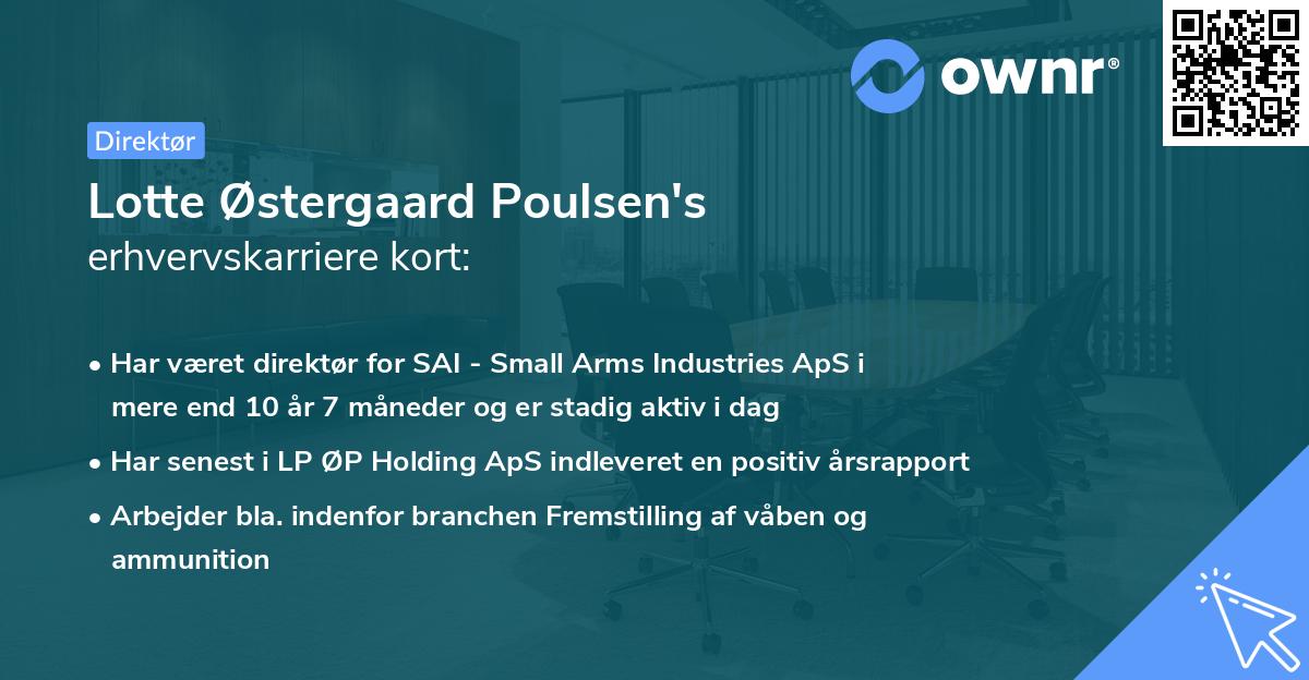 Lotte Østergaard Poulsen's erhvervskarriere kort