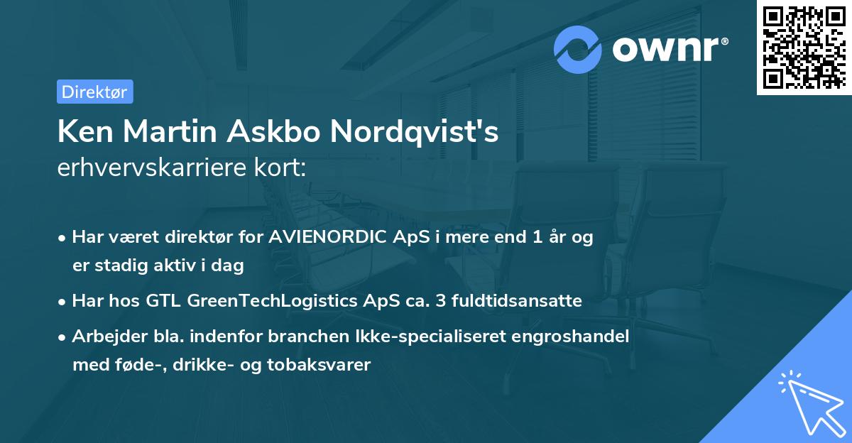 Ken Martin Askbo Nordqvist's erhvervskarriere kort