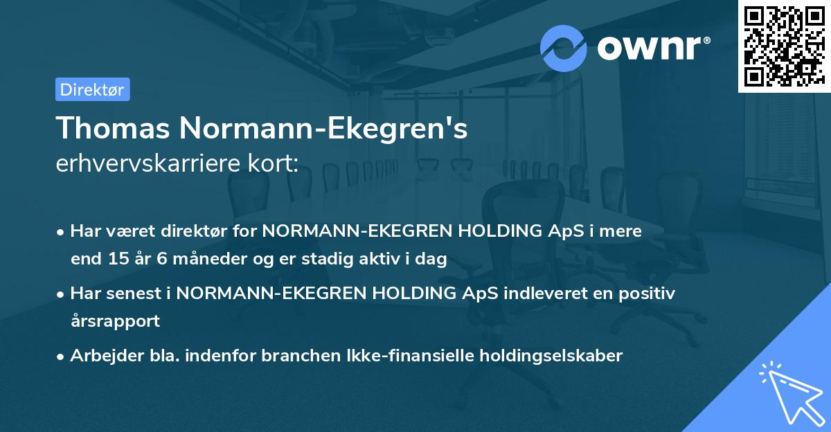 Thomas Normann-Ekegren's erhvervskarriere kort