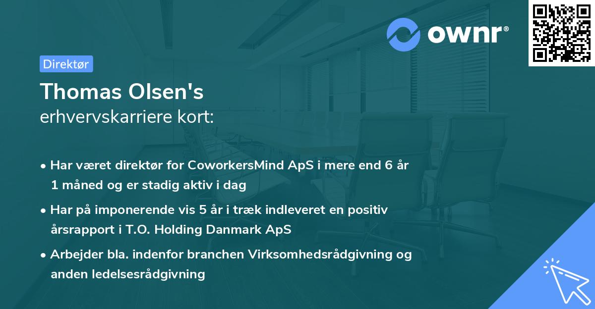 Thomas Olsen's erhvervskarriere kort
