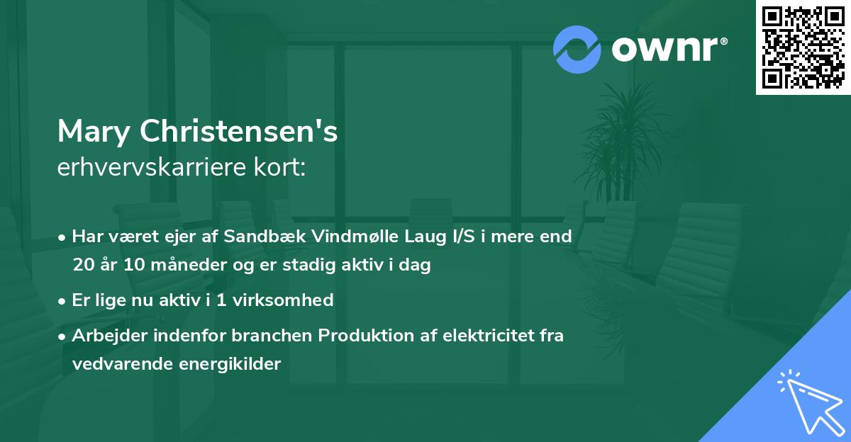 Mary Christensen's erhvervskarriere kort