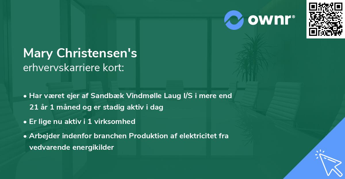 Mary Christensen's erhvervskarriere kort