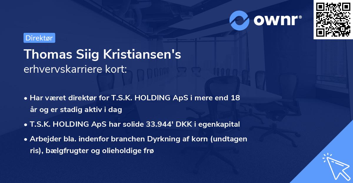 Thomas Siig Kristiansen's erhvervskarriere kort