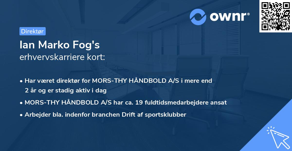 Ian Marko Fog's erhvervskarriere kort