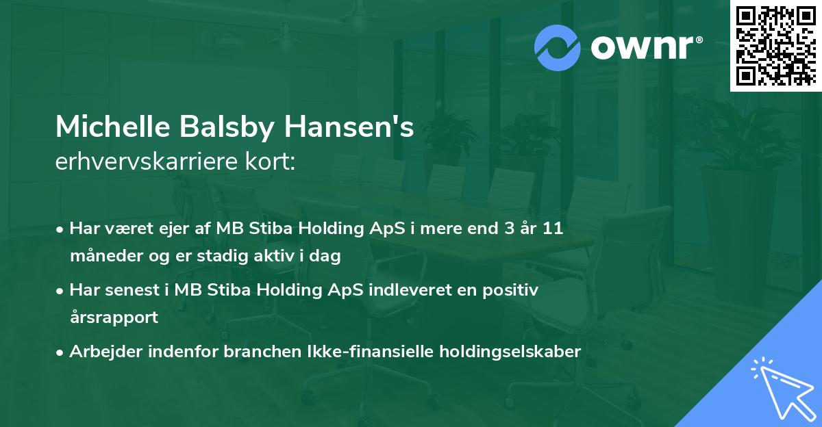 Michelle Balsby Hansen's erhvervskarriere kort