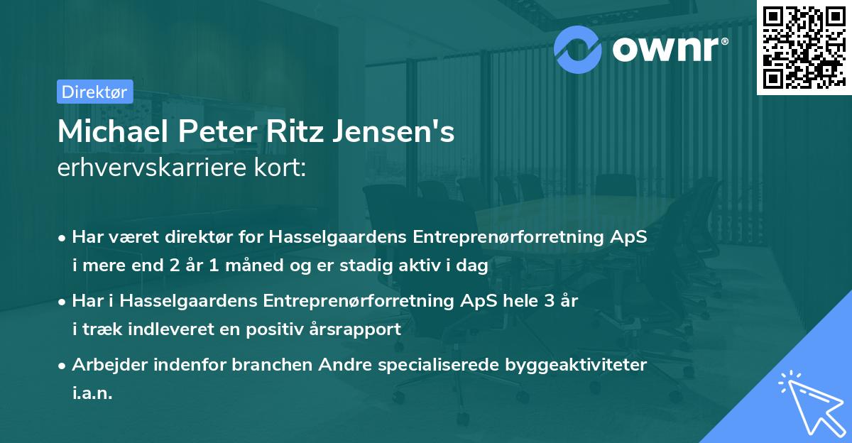 Michael Peter Ritz Jensen's erhvervskarriere kort