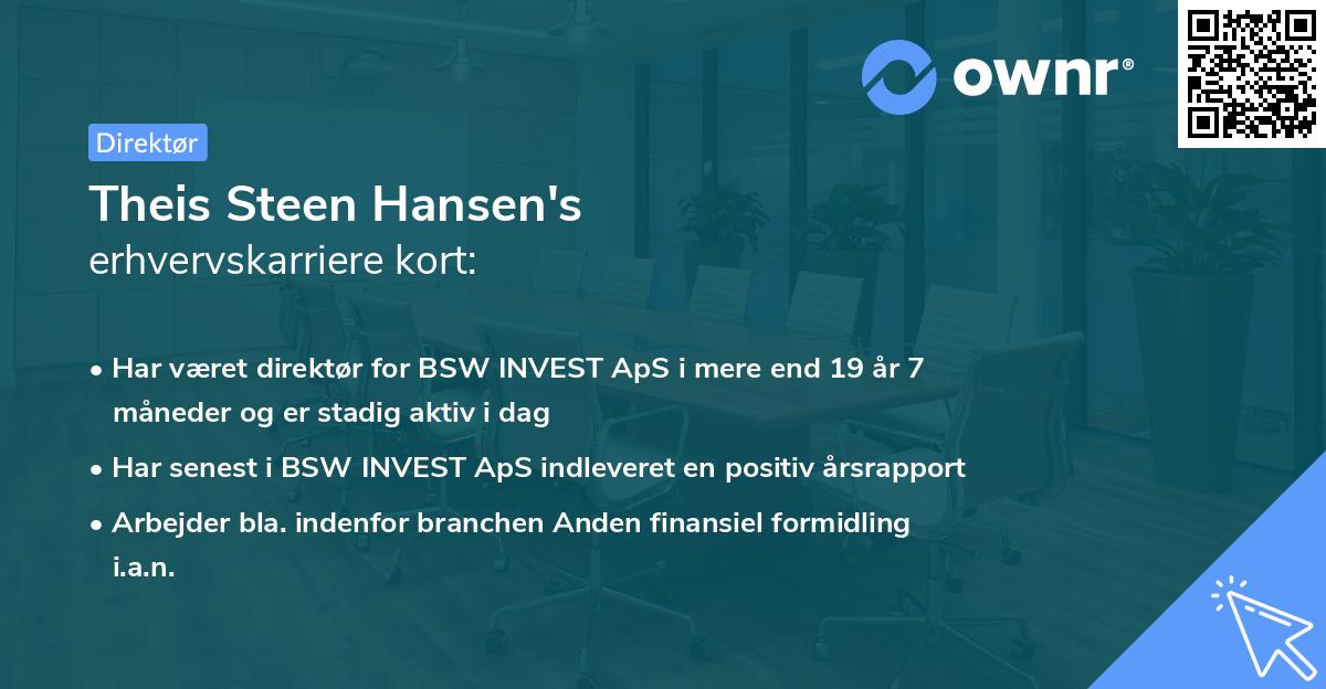 Theis Steen Hansen's erhvervskarriere kort
