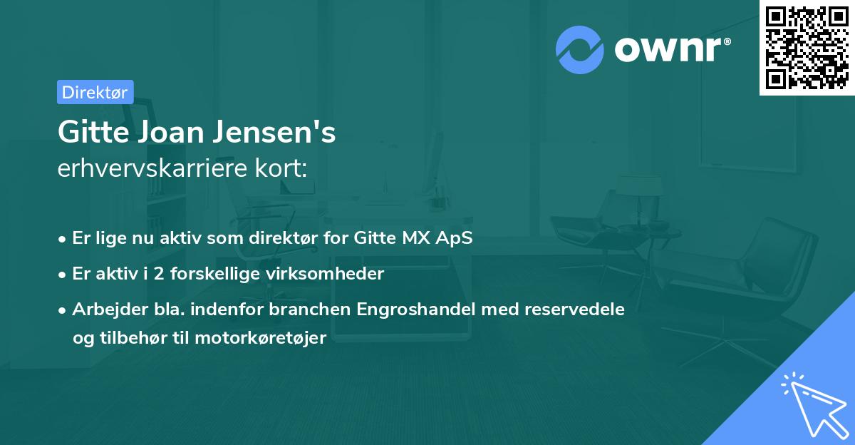 Gitte Joan Jensen's erhvervskarriere kort