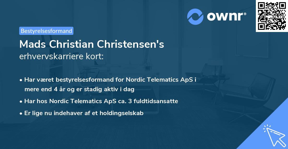 Mads Christian Christensen's erhvervskarriere kort