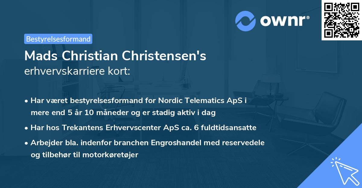 Mads Christian Christensen's erhvervskarriere kort