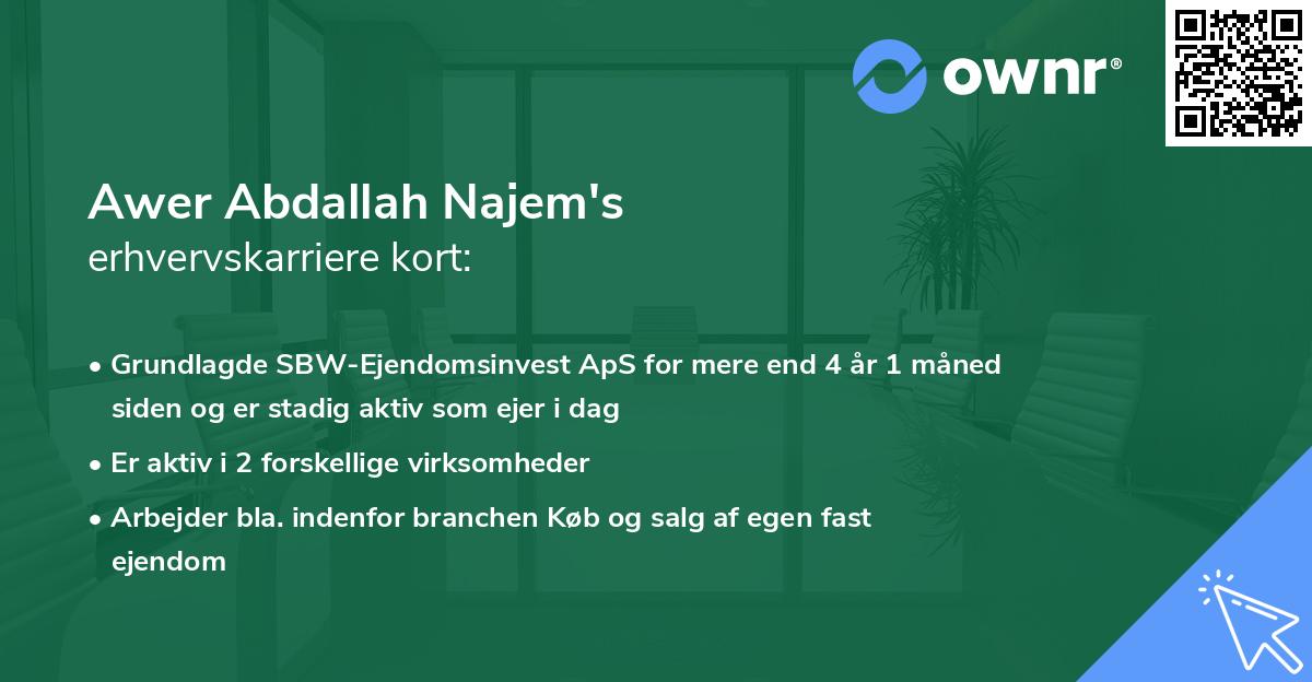Awer Abdallah Najem's erhvervskarriere kort